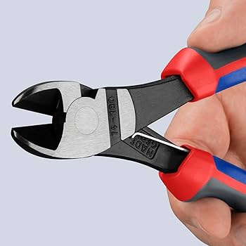KNIPEX High Leverage Diagonal Cut-Spring,Red and Blue - Side